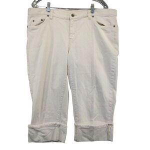 Columbia Women's Capris Pants 16 White 5 Pockets Comfort Cuffed Hem